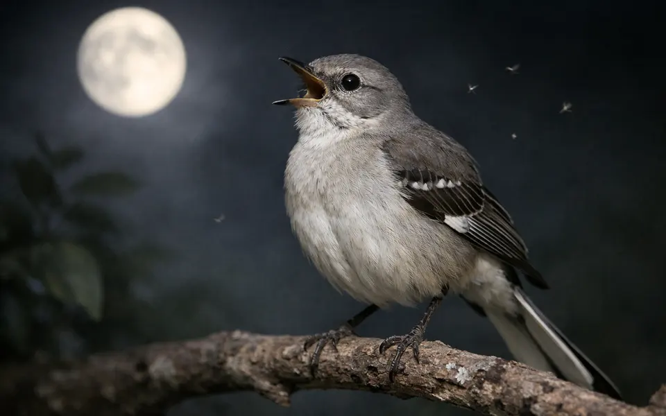 Close-up visual clues that help distinguish bird chirping at night