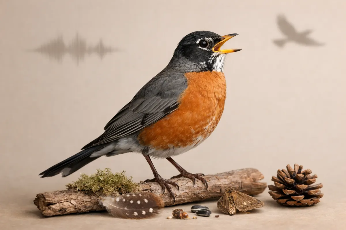 A small bird perched on a branch with its beak open.