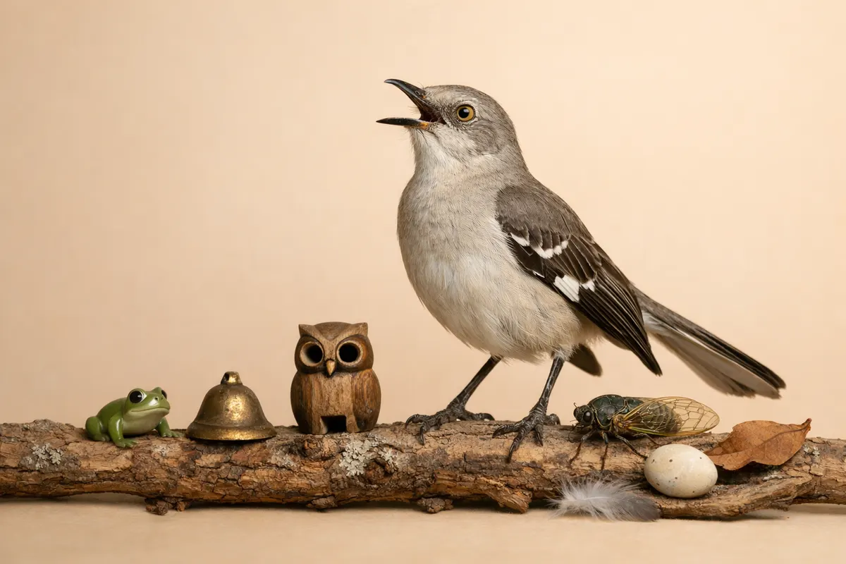 Editorial visual checklist for weird bird sounds with grouped clues and example details.